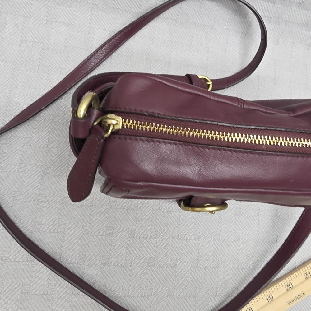 Coach Campbell Leather Camera Crossbody Bag Womens Small Burgundy Leather - Picture 8 of 16